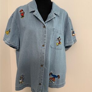 Disney Light Blue Denim Button-Up Shirt